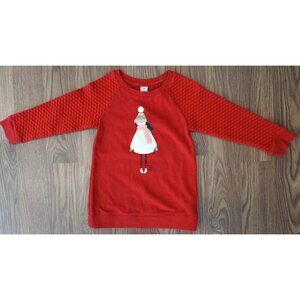 baby Gap Quilted Texture Red Long Sleeve Holiday Sweatshirt Dress - Size 5